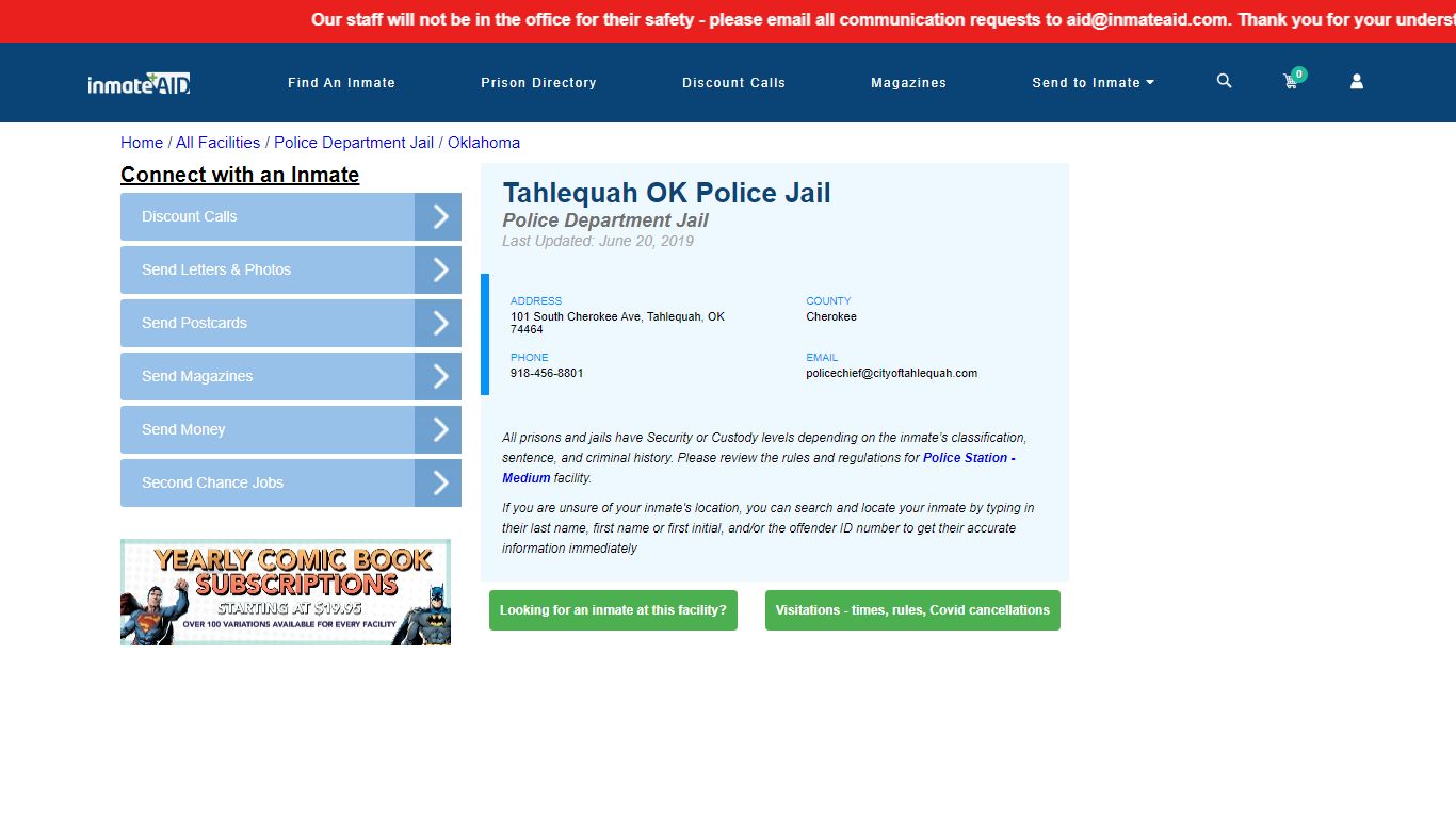 Tahlequah OK Police Jail & Inmate Search - Tahlequah, OK