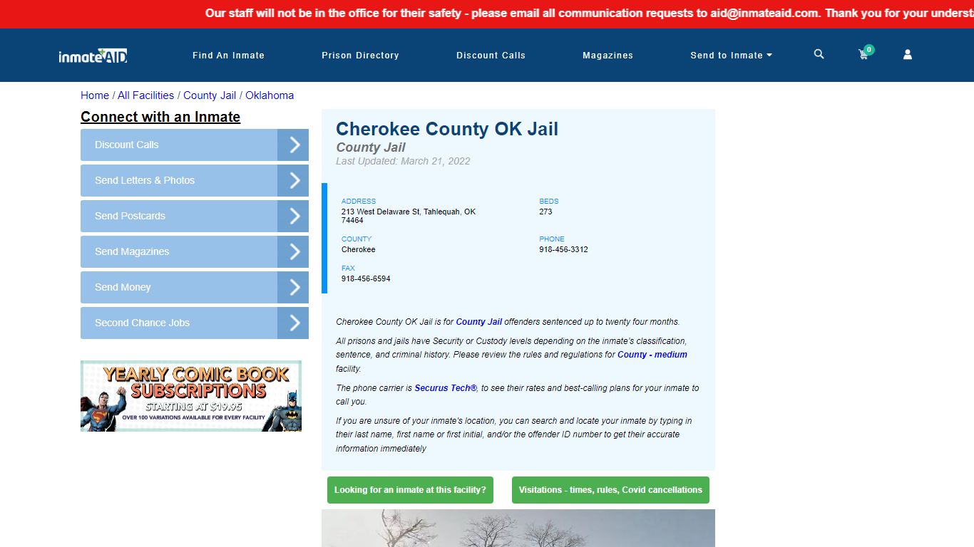 Cherokee County OK Jail - Inmate Locator - Tahlequah, OK