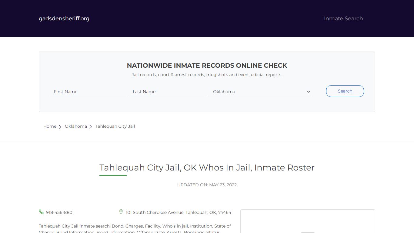 Tahlequah City Jail, OK Inmate Roster, Whos In Jail